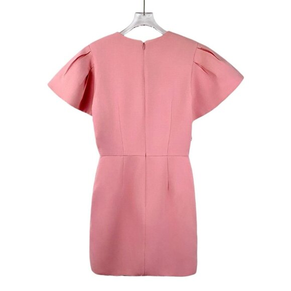 Alexander McQueen Pink Puffed-Sleeve Wool & Silk Blend Dress Size 40 Made In Ita - Picture 2 of 7